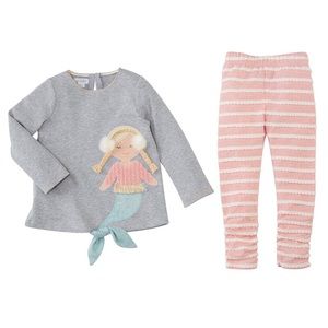 Mermaid knot hem tunic & stripe leggings